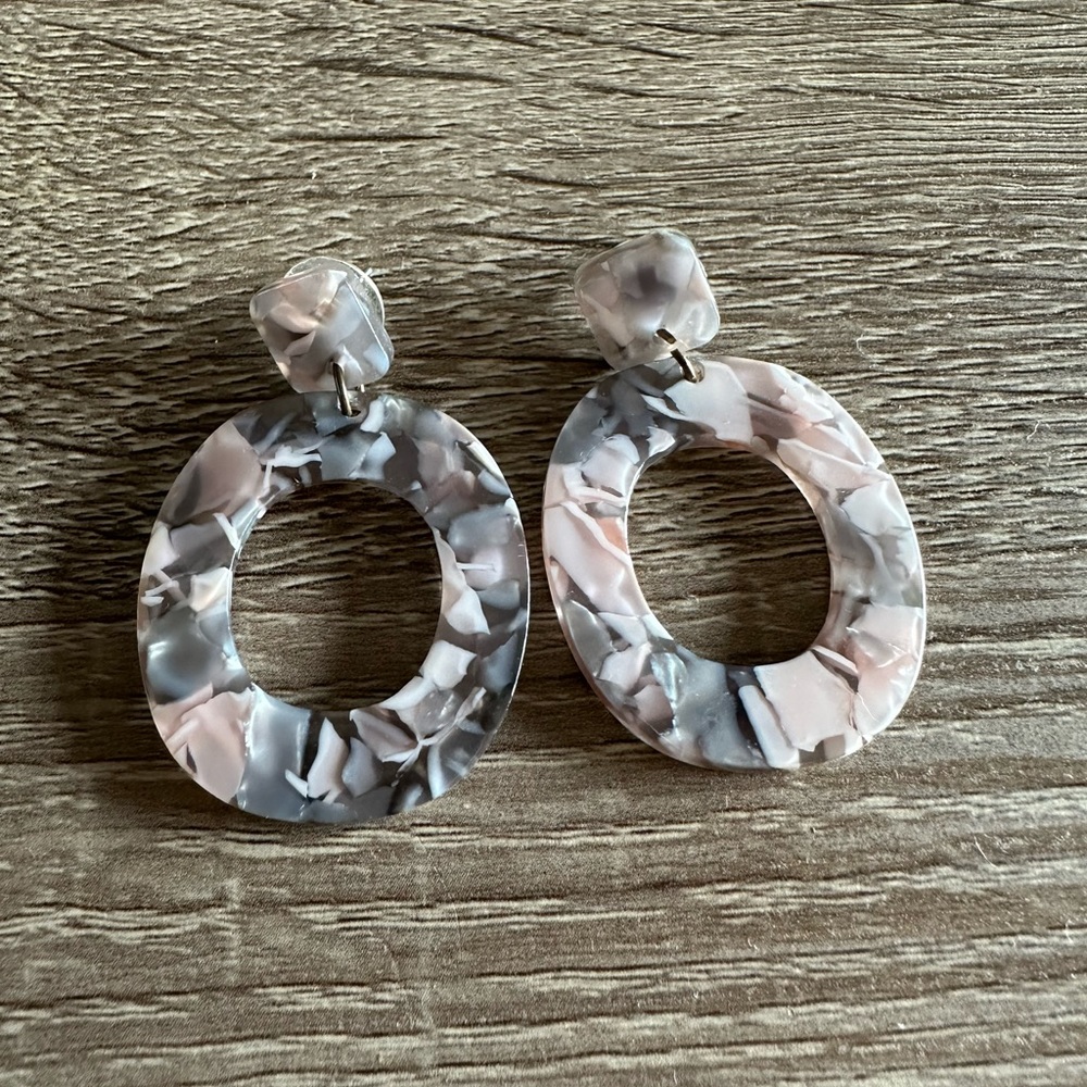 Purple and cream statement earrings